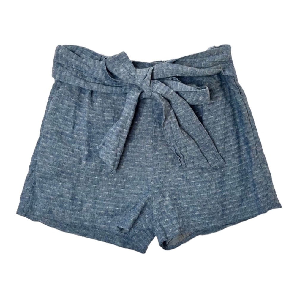 NWT Talori Linen Chambray High Waisted Bow Tie Waist Shorts High Rise Small